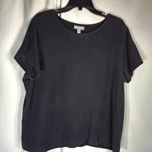 Essentials Black Ribbed Short Sleeve Top Plus Size 18/20W